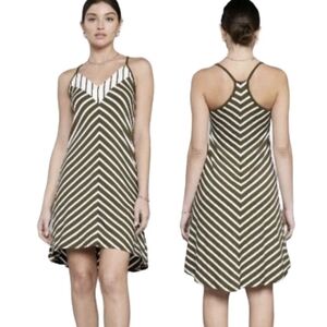 Laila Jayde Mitered Striped Sleeveless Dress Olive Natural Racerback NWT XL